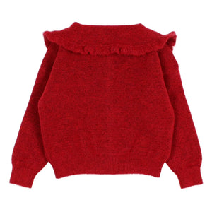 Búho - Cárdigan para niña cuello Claudine | Rojo cereza