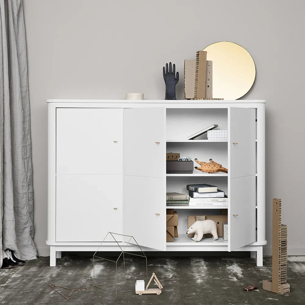 Oliver Furniture - Çok Bölmeli 3 Kapılı Huş Ağacı Şifonyer | Beyaz