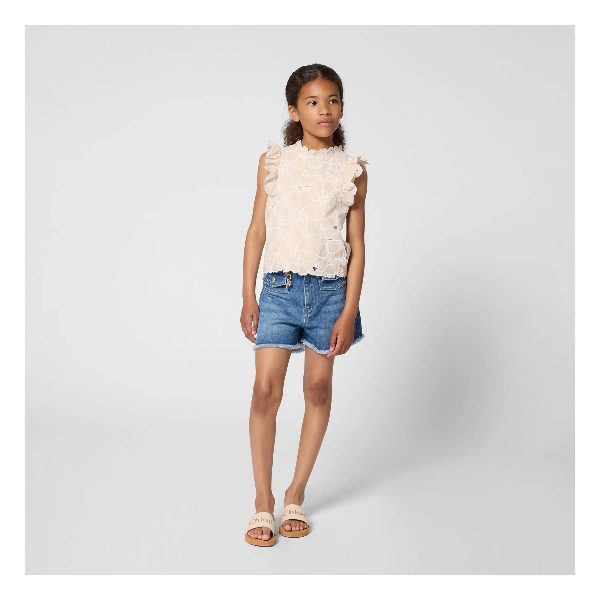 Chloé - Sandalias con logo | Blanco