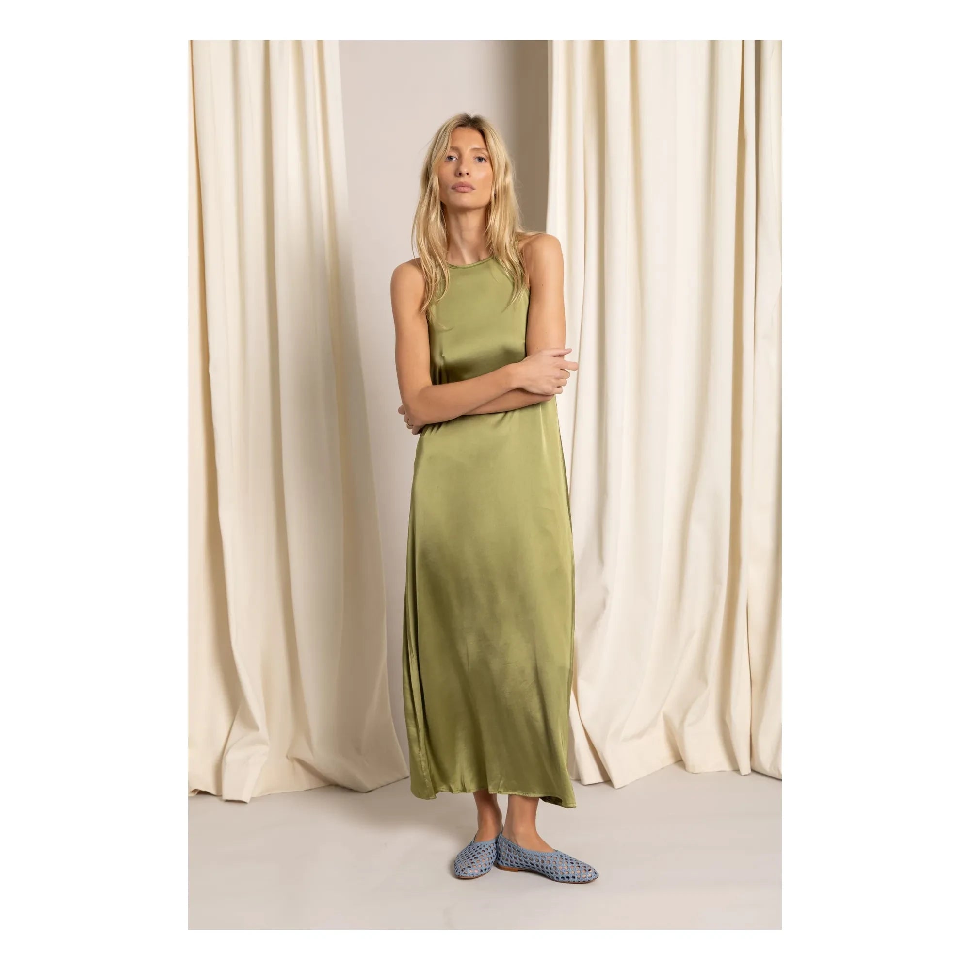 Smallable Mujer - Vestido de Satén Zelie | Verde anís