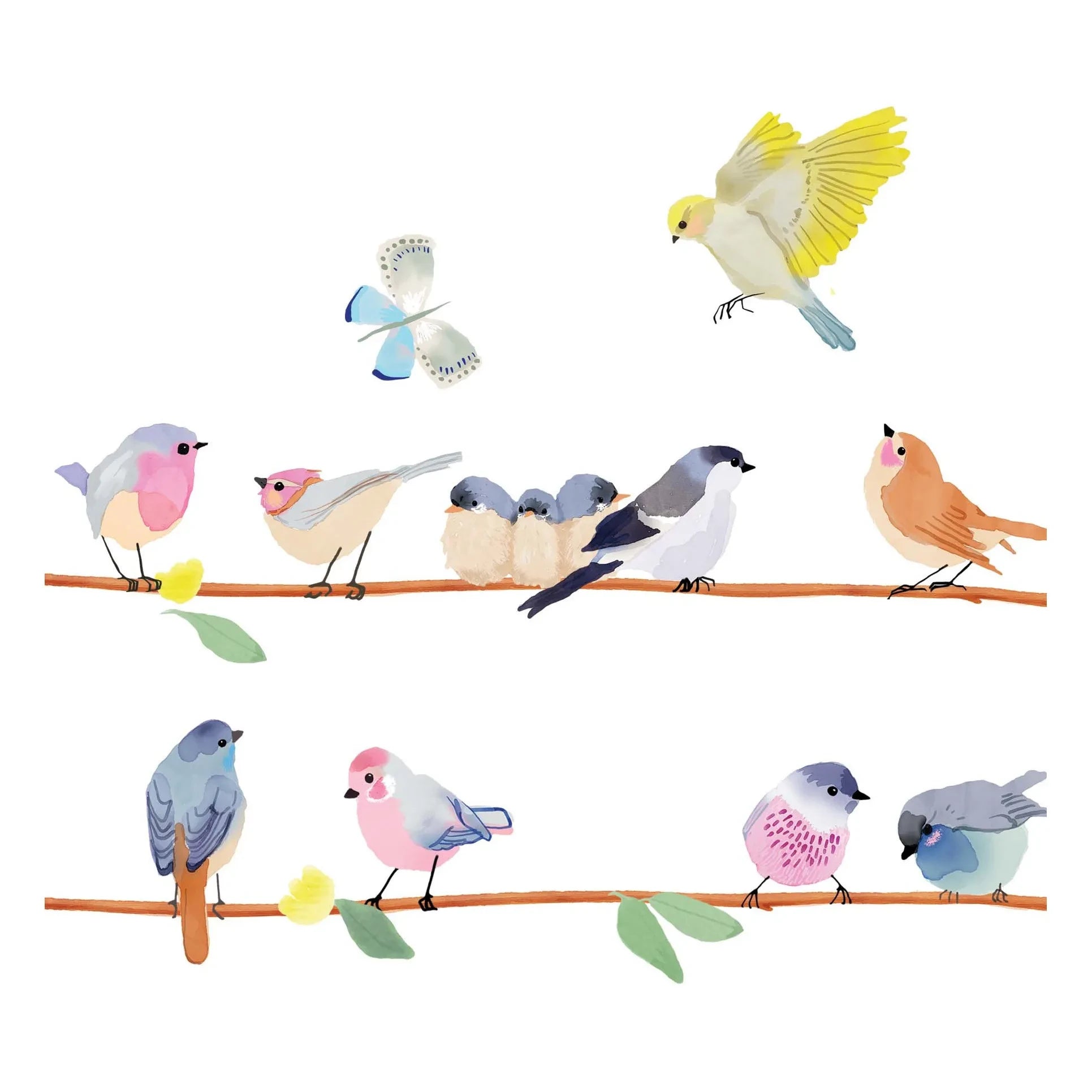 MIMI'lou - Vinilo decorativo Cenefa Pájaros de primavera en la rama