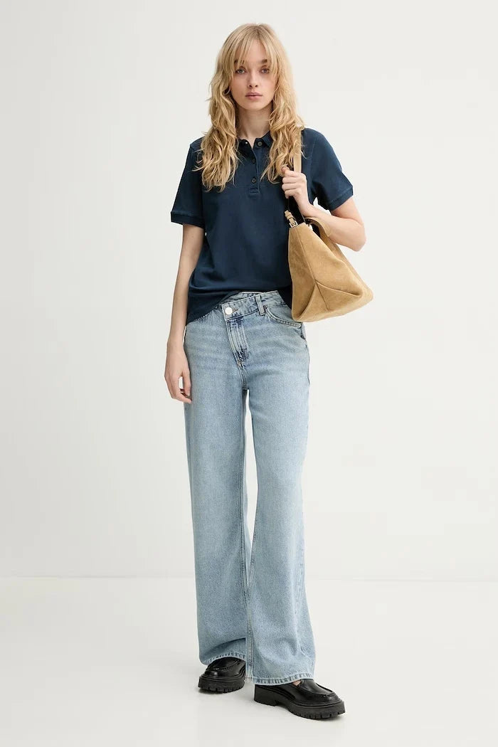 Camiseta de cuello de algodón y elastano para mujer Marc O'Polo
