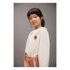 Mini Rodini - Blusa de algodón orgánico con fresas | Blanca