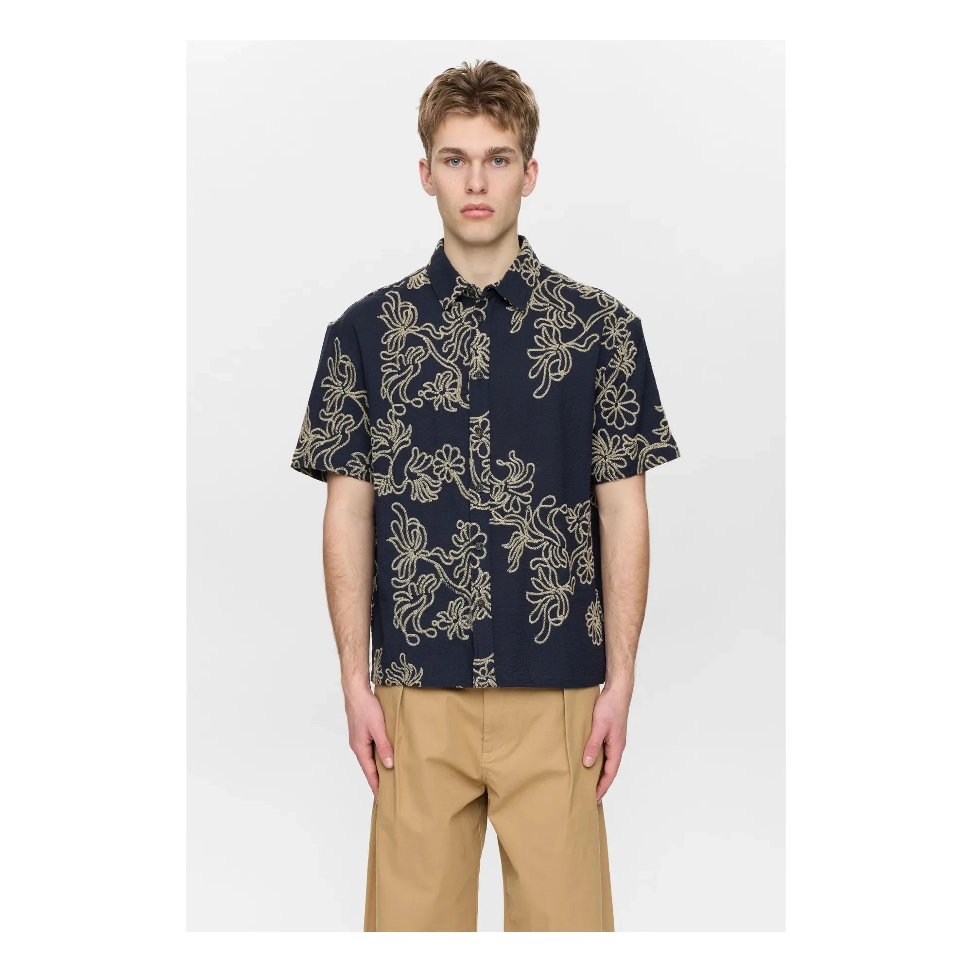 Anerkjendt - Camisa Akotto Emb | Azul oscuro