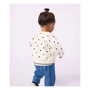 Petit Bateau - Chaqueta de punto de algodón con lunares | Crudo