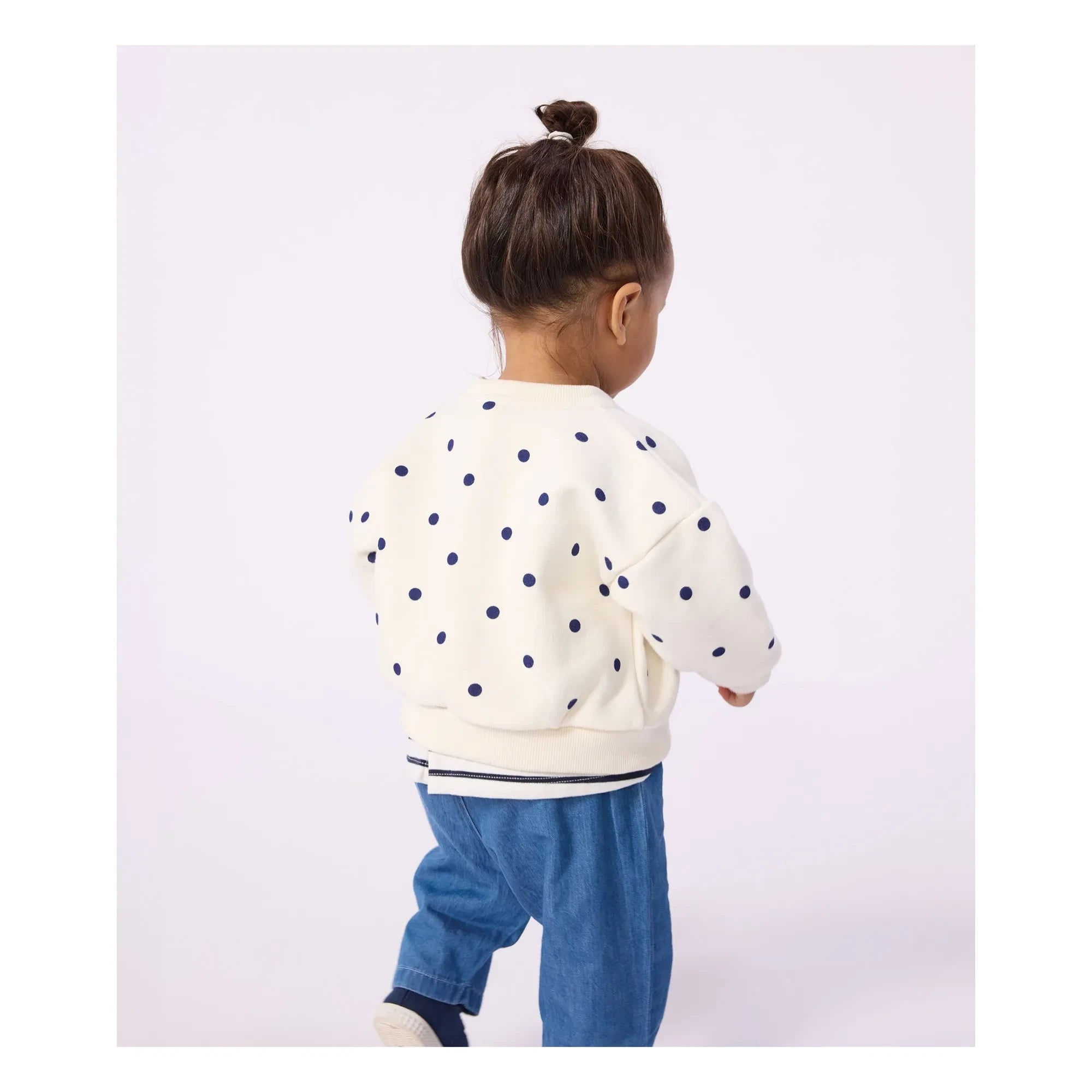 Petit Bateau - Chaqueta de punto de algodón con lunares | Crudo