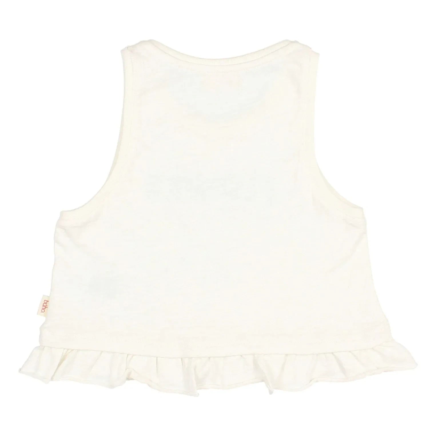 Búho - Camiseta con Volantes Estampado Floral de Algodón Orgánico | Blanco