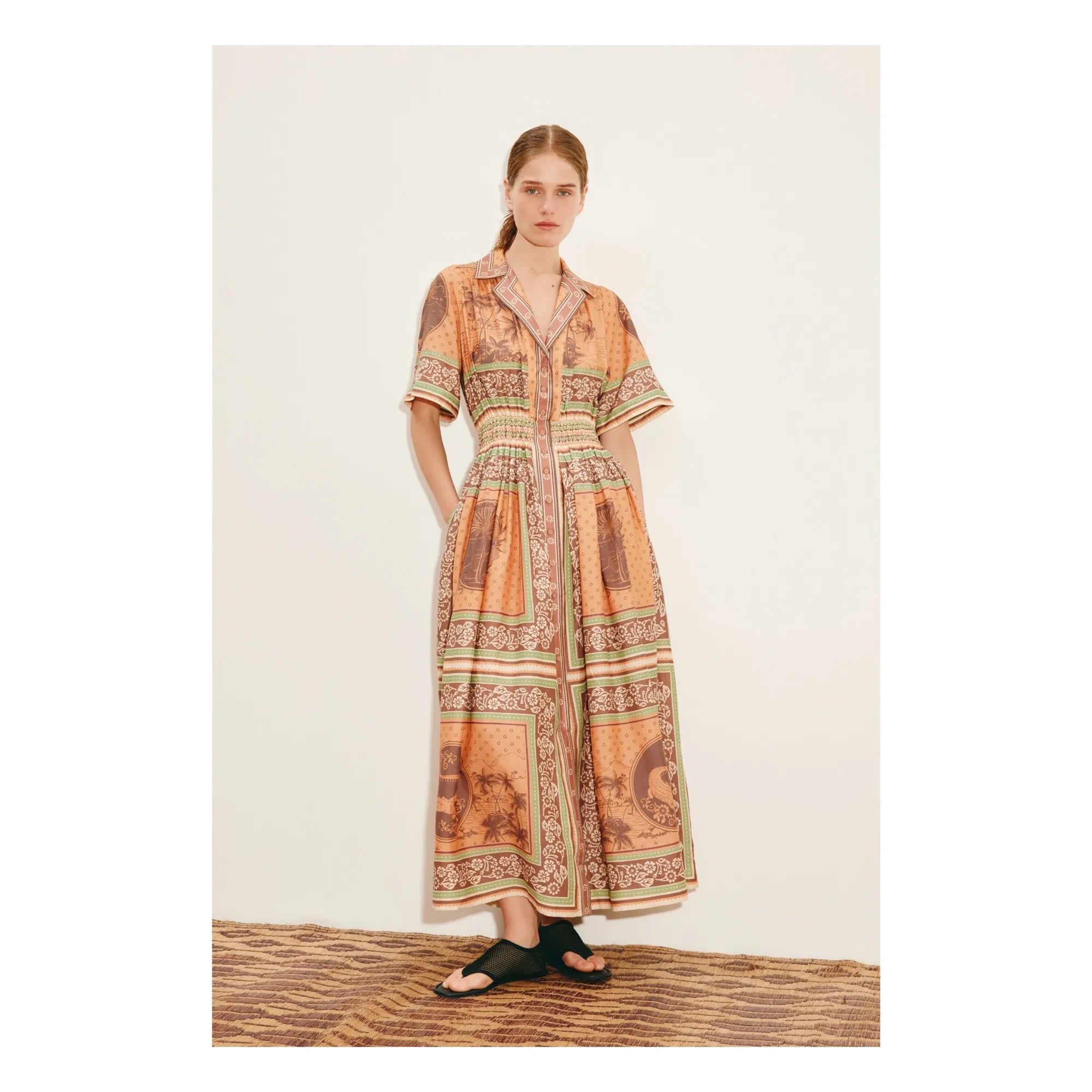 Alémais - Vestido Alberta de seda y algodón | Naranja