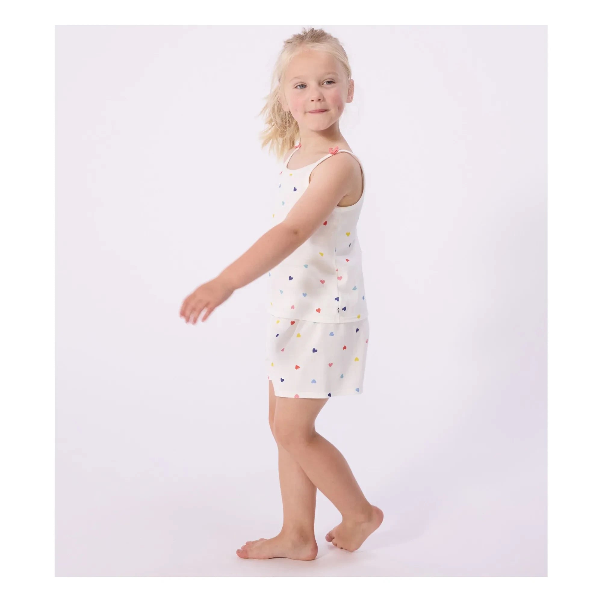 Petit Bateau - Camiseta corta de pijama estampada de corazones | Blanco