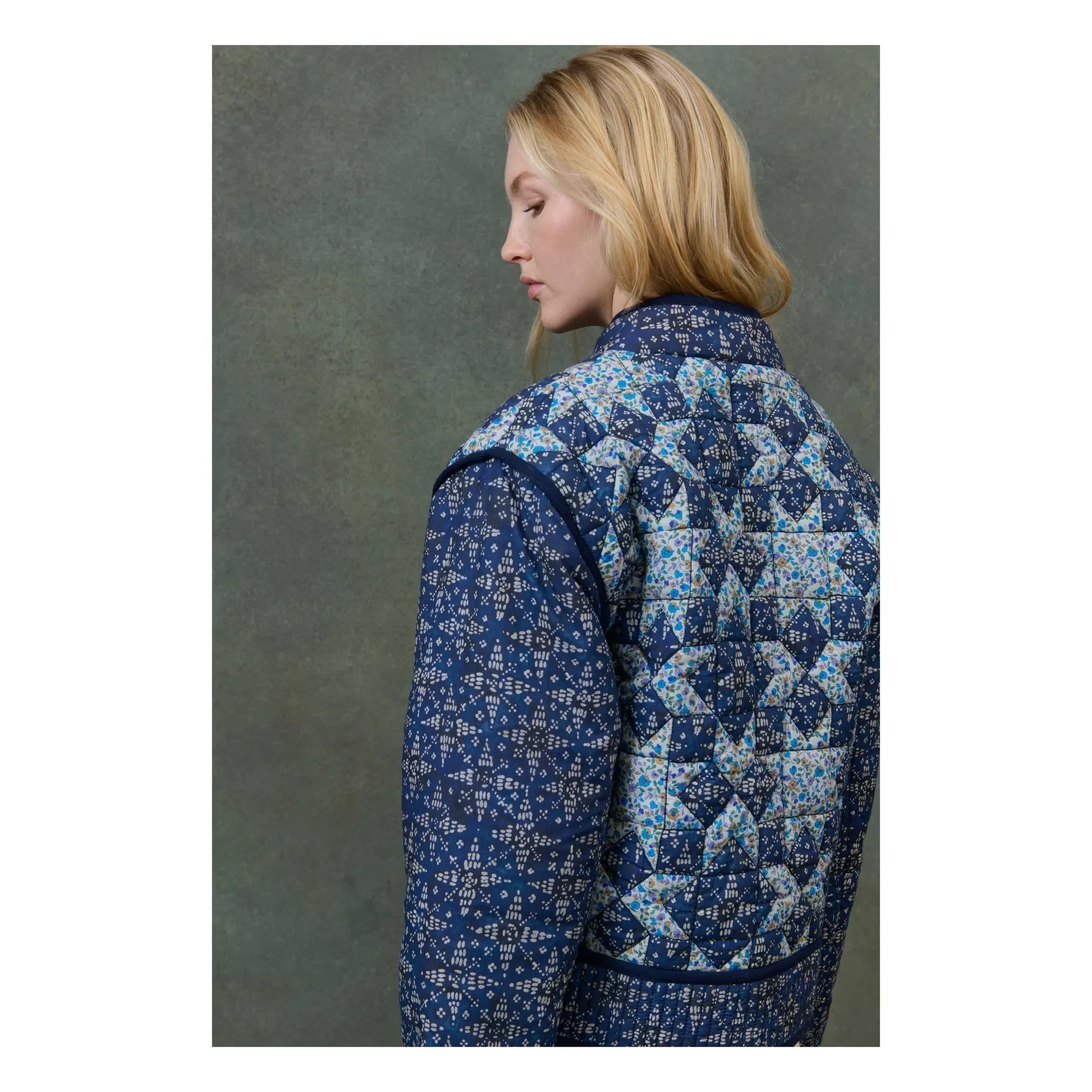 Louise Misha - Omotayo Midnight Star Patchwork Organik Pamuk Ceket - Kadın Koleksiyonu | Mavi