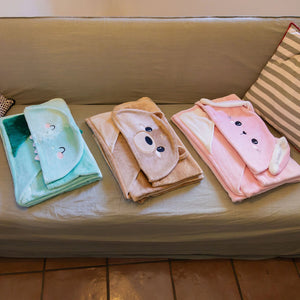 Legami - Manta con capucha de oso de peluche - Abrazos acogedores