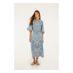 Farm Rio - Blusa Richelieu | Azul denim