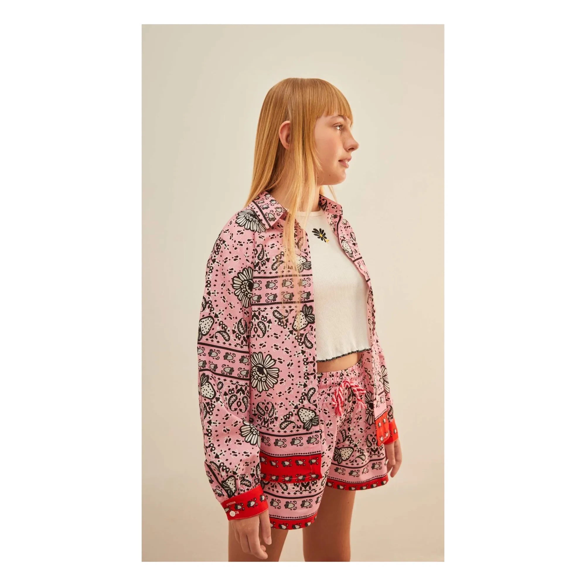 Fabula - Bandana rosa corta con cordones