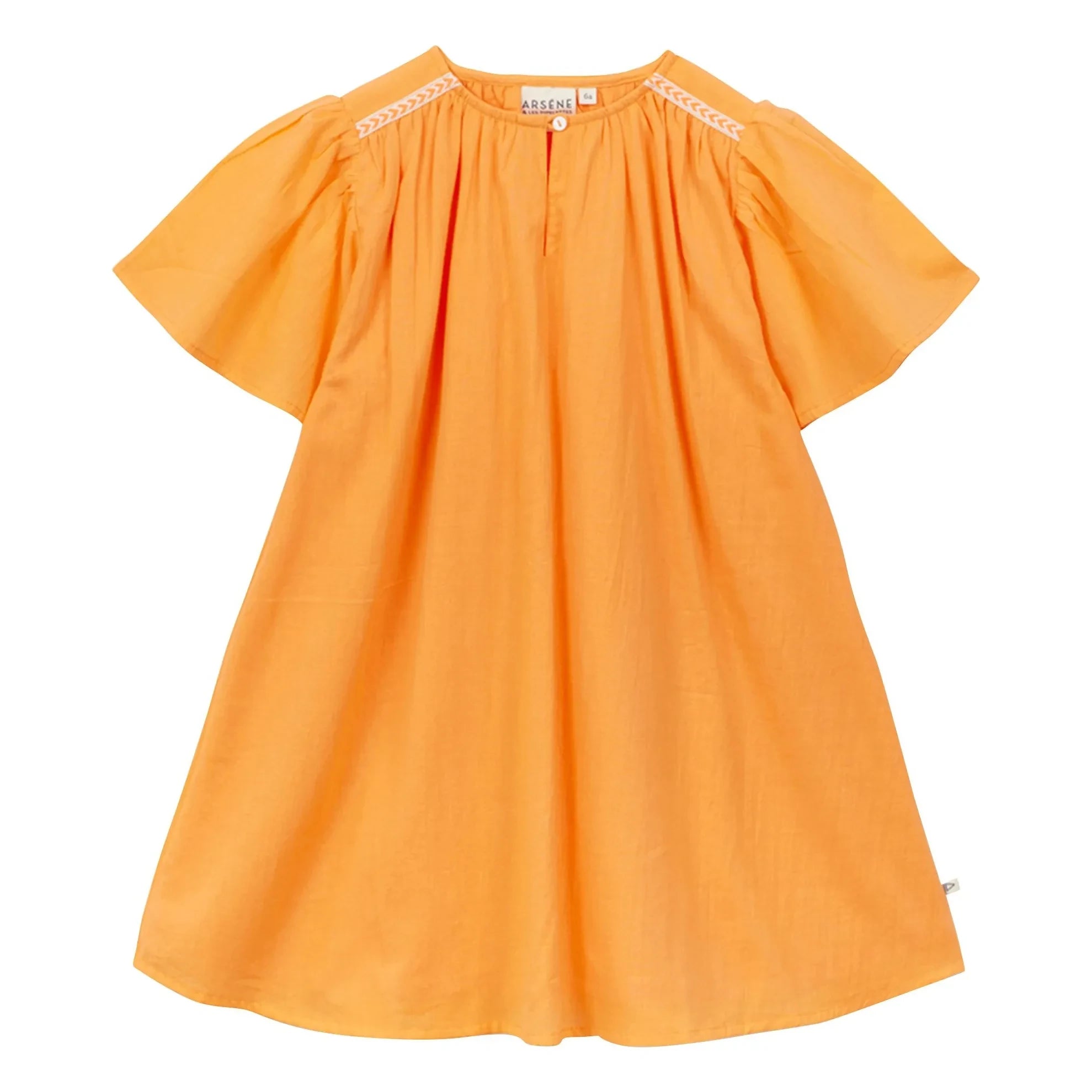 Arsène et Les Pipelettes - Vestido de volantes de voile de algodón orgánico | Naranja