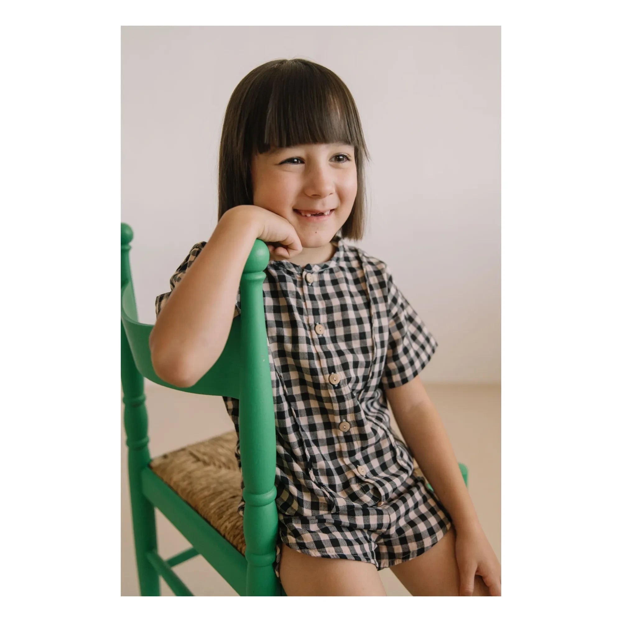 Studio Bohème - Thelma Vichy Blusa Gasa de Algodón Orgánico | Negro