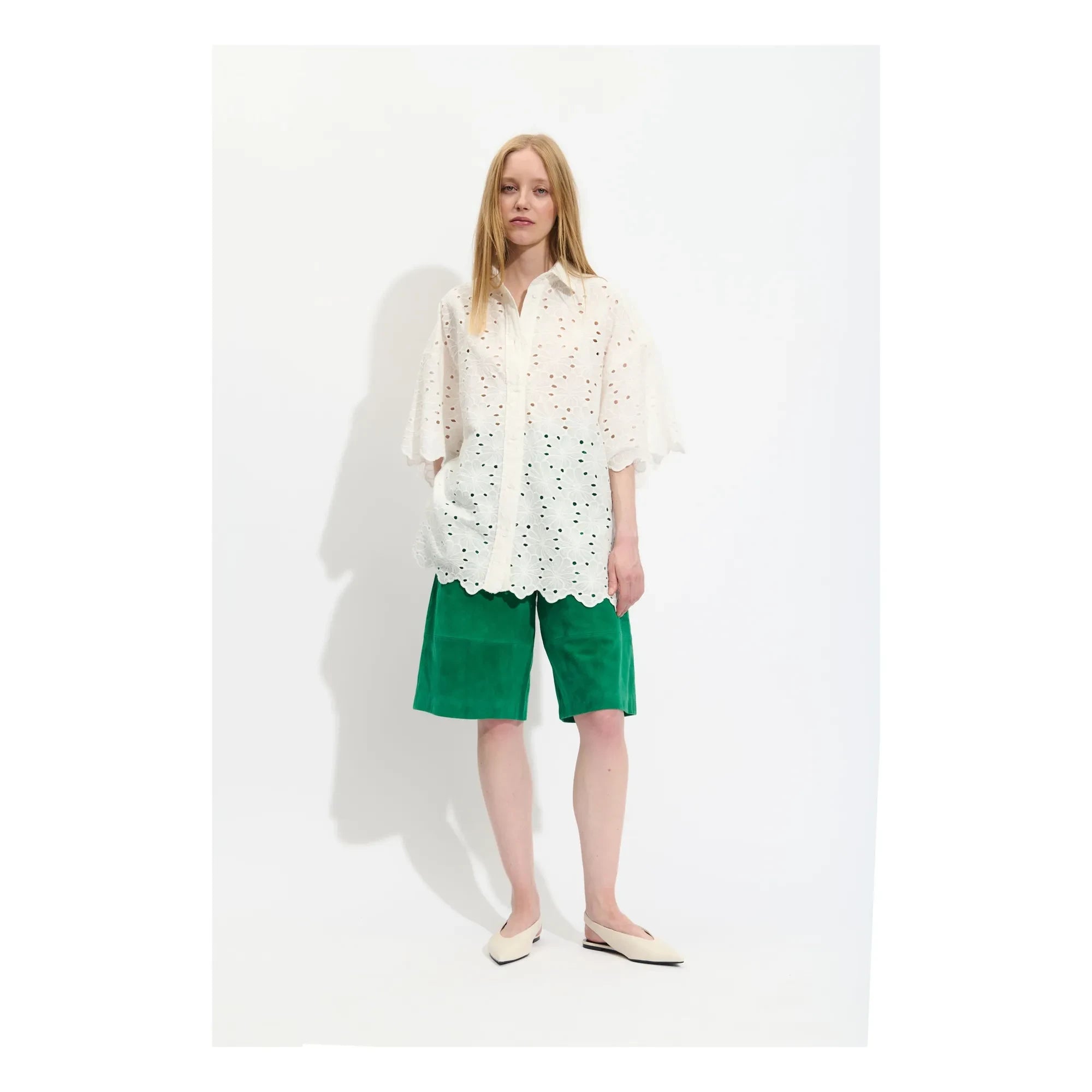 BELLEPIECE - Blusa bordada de algodón Pio | Blanco