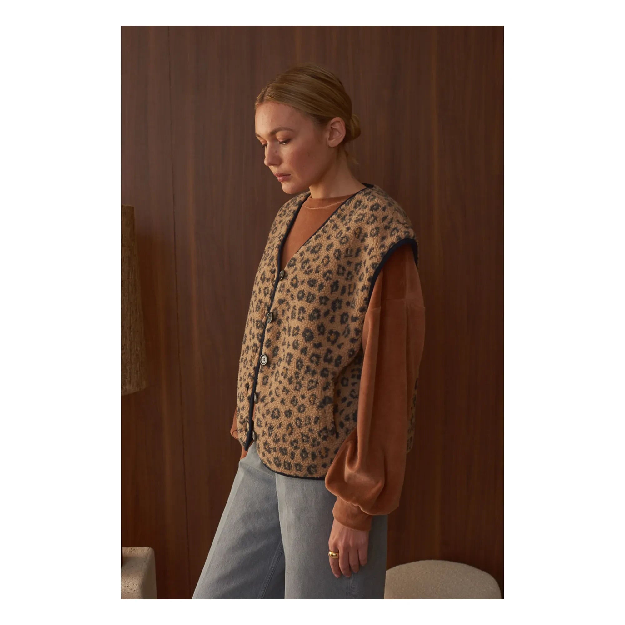 Marlot Paris - Neo Leopar Kolsuz Ceket - Kadın Koleksiyonu | Camel