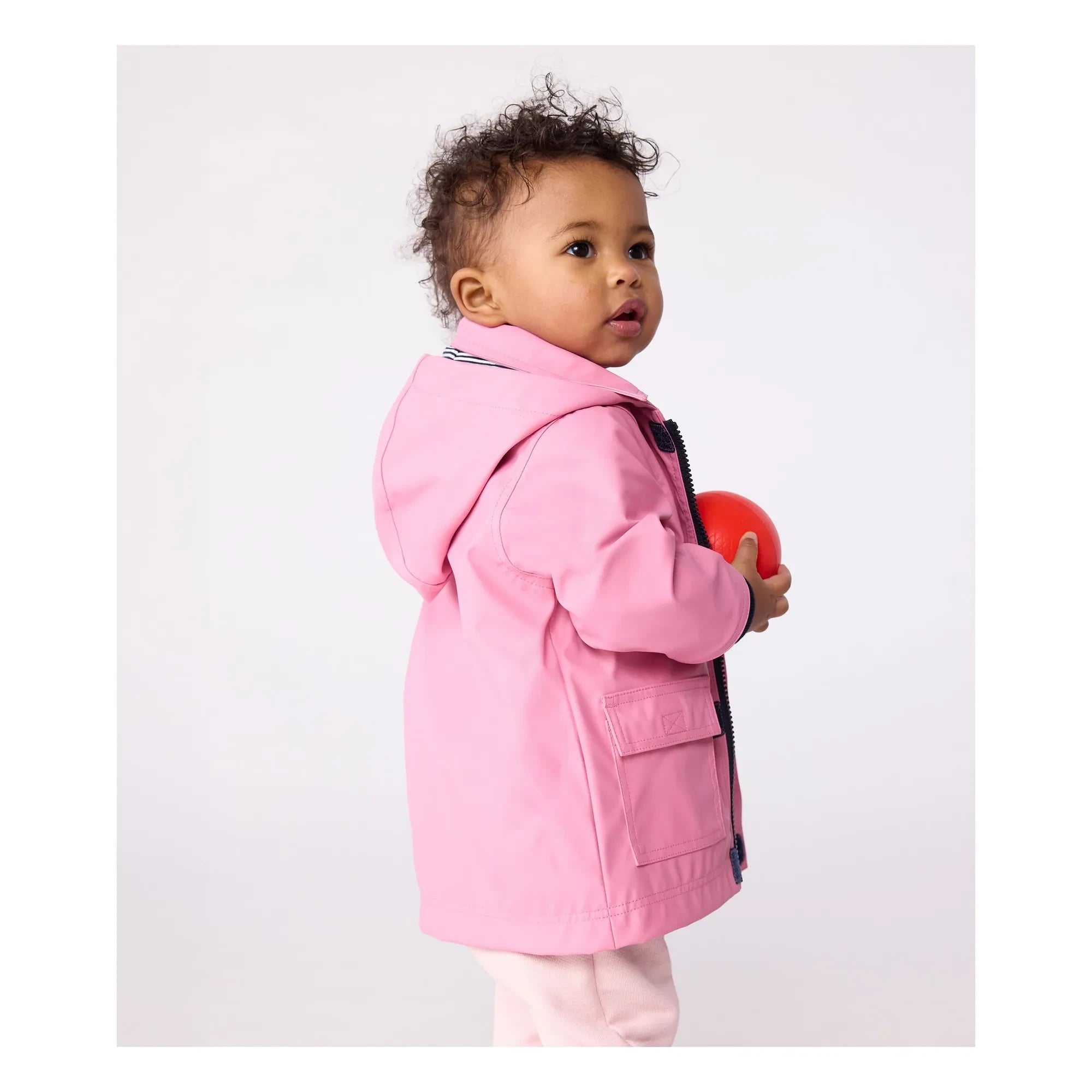 Petit Bateau - Chubasquero icónico de fibras recicladas para bebé | Rosa dulce