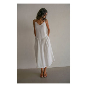 THEAVANT - Vestido Grace de Algodón y Popelín de Seda | Blanco