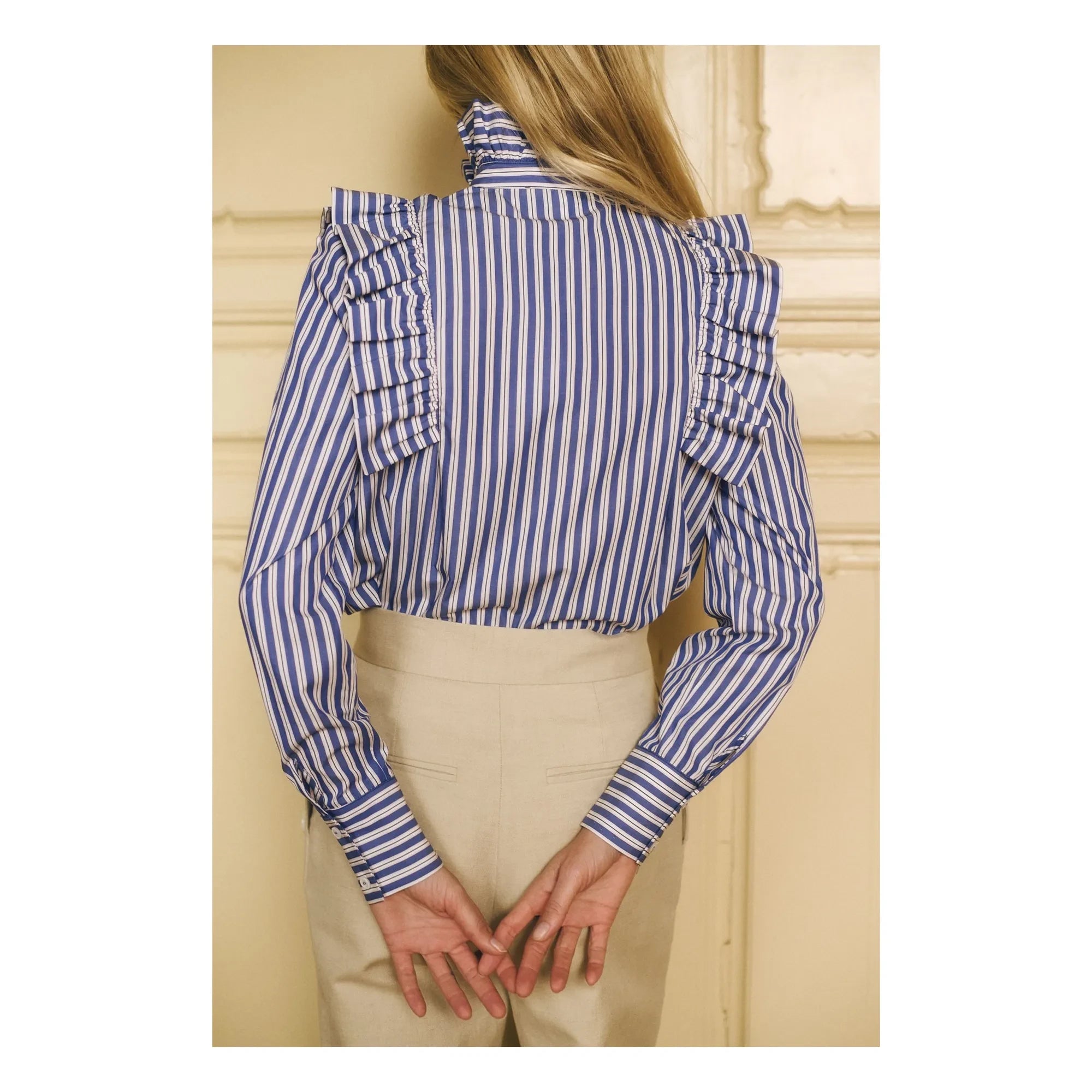 Maria de la Orden - Blusa de rayas de algodón Mizou | Azul