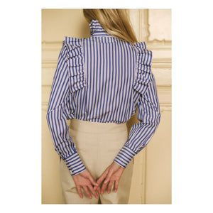 Maria de la Orden - Blusa de rayas de algodón Mizou | Azul