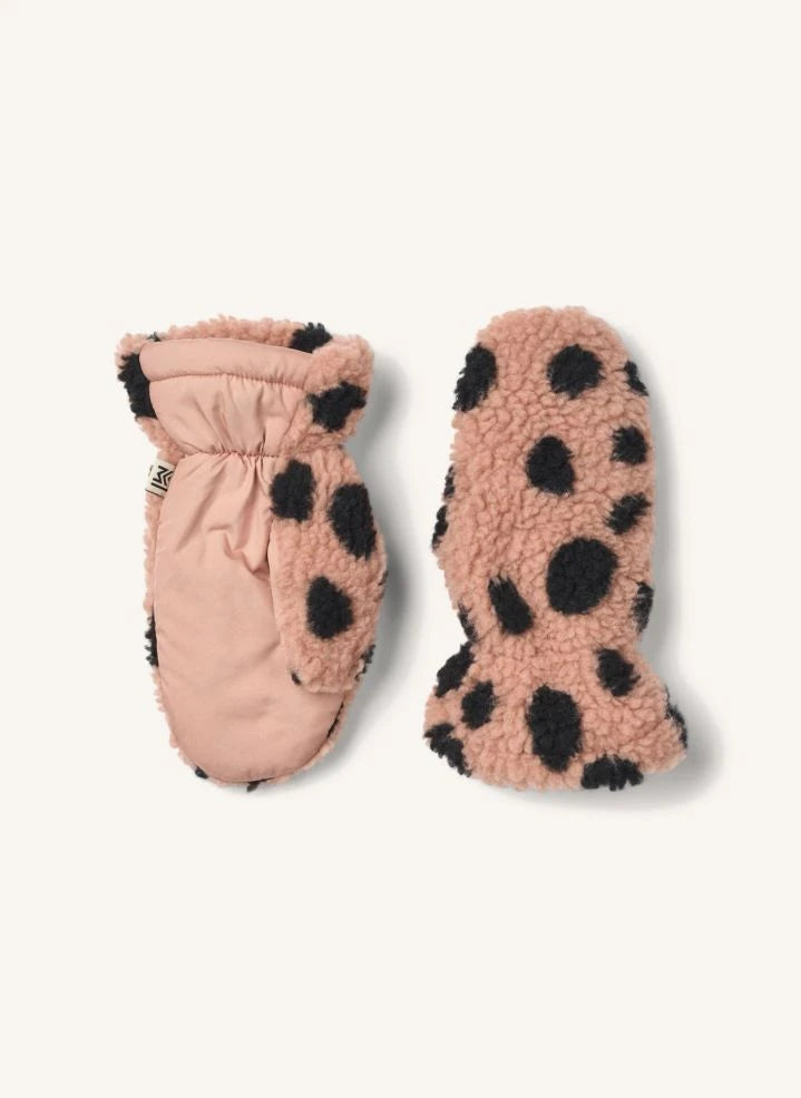 Liewood - Guantes Sherpa de fibra reciclada Grethe Leopardo | Rosa Pálido