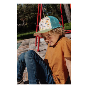 Hello Hossy - Gorra Trucker Miami Beach con Visera Curva Fibras Recicladas | Beige