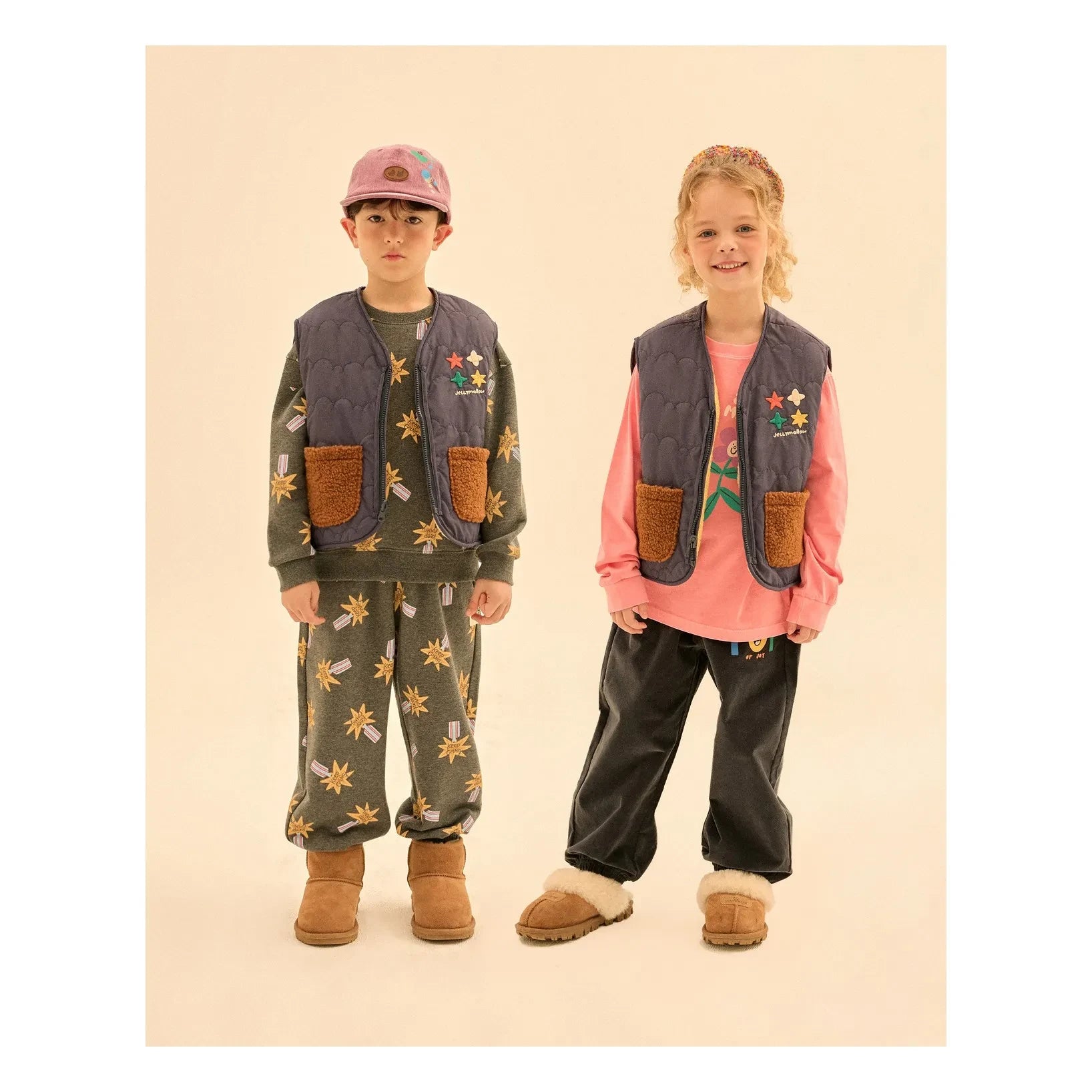 Jelly Mallow - Chaleco sin mangas reversible con bloques de color estilo sherpa | Azul marino