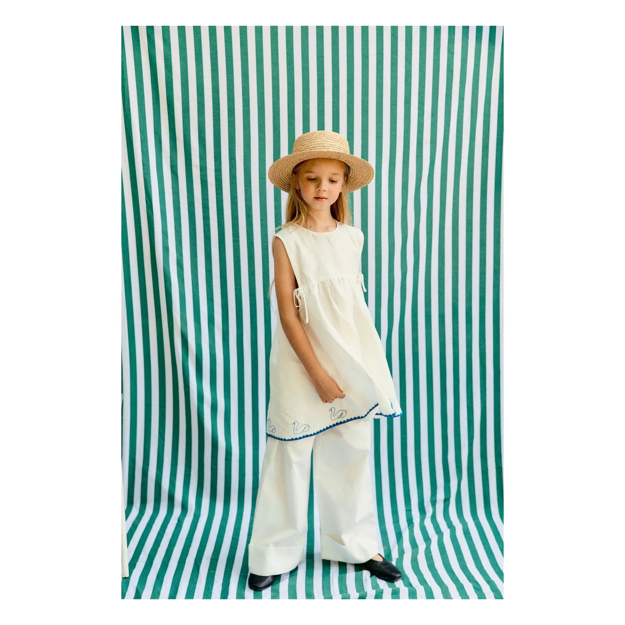 Tinycottons - Vestido de lino Swans | Blanco