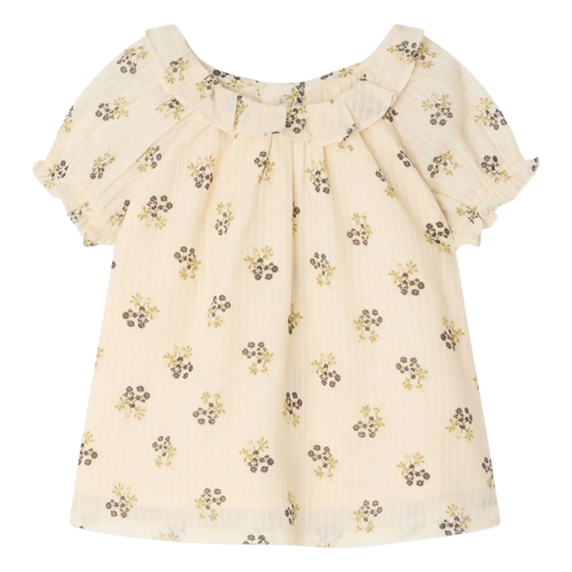 Bonpoint - Blusa de algodón orgánico Lara Fleurie | Crudo