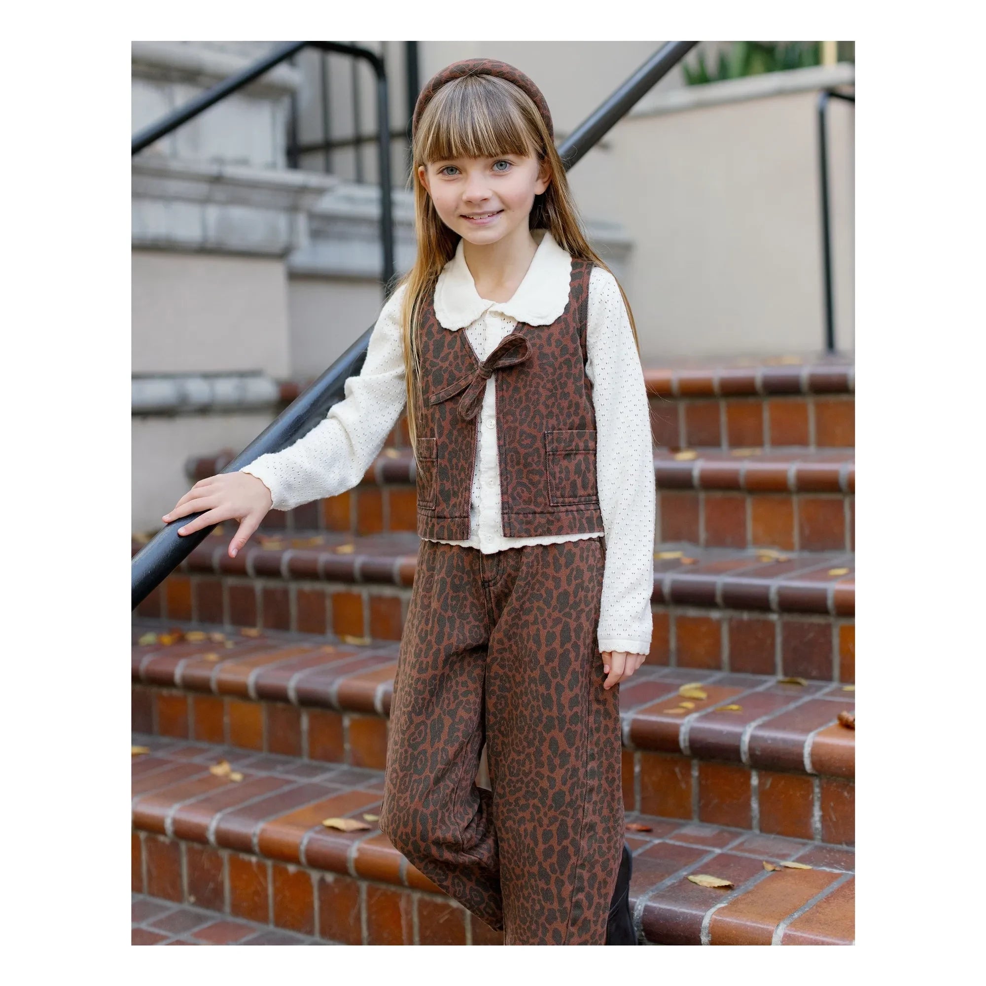 Rylee + Cru - Pantalón Barrel Estampado de Leopardo | Marrón