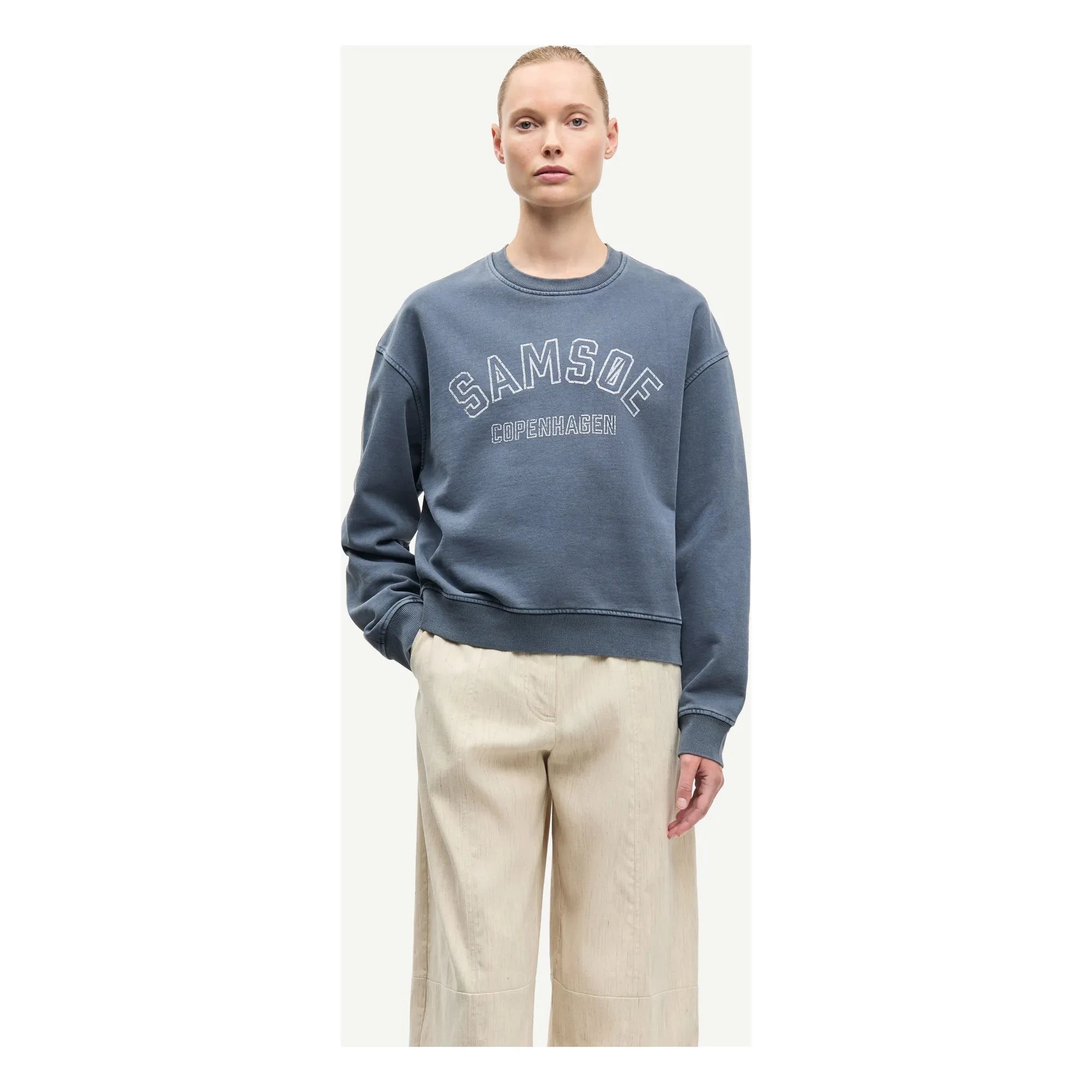 Samsoe Samsoe - Savan organik pamuk sweatshirt | Gri mavi