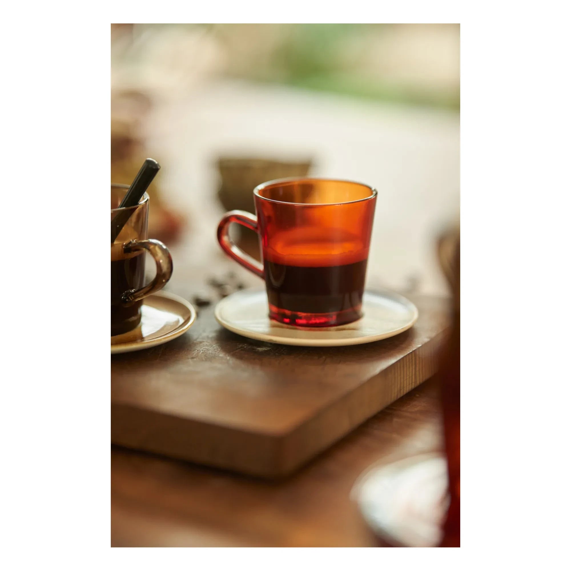 HKliving - Tazas de café de los 70 - Juego de 4 | Ámbar