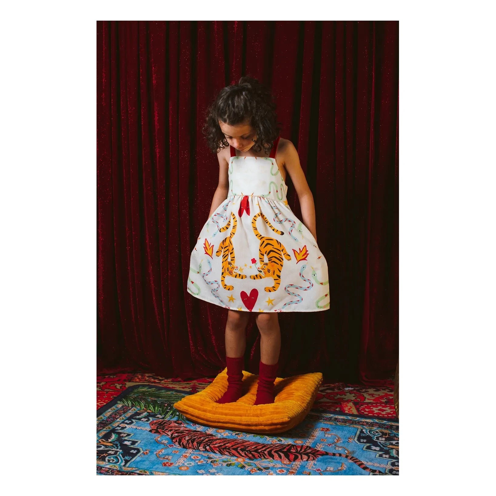 Pepita & Me - Krem Renkli Kaplan Desenli Kruvaze Elbise