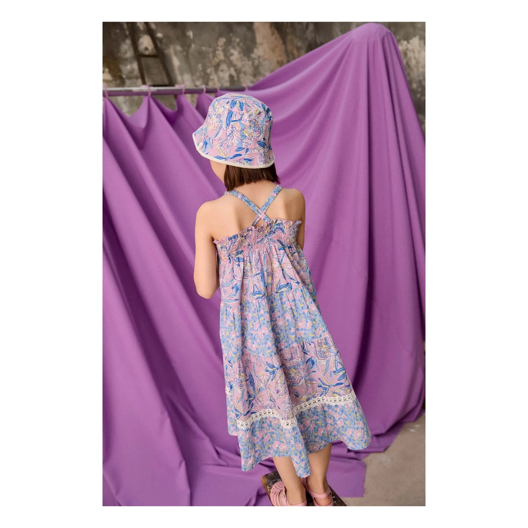 Louise Misha - Vestido sin tirantes Marcelinette de algodón orgánico con flores | Morado