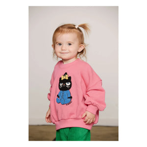 Mini Rodini - Sudadera Gato Algodón Orgánico | Rosa