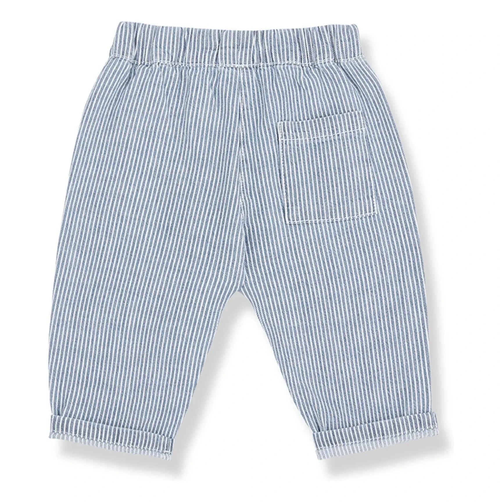 1+ in the family - Pantalones de algodón orgánico a rayas Sineu | Azul claro