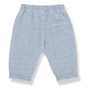 1+ in the family - Pantalones de algodón orgánico a rayas Sineu | Azul claro