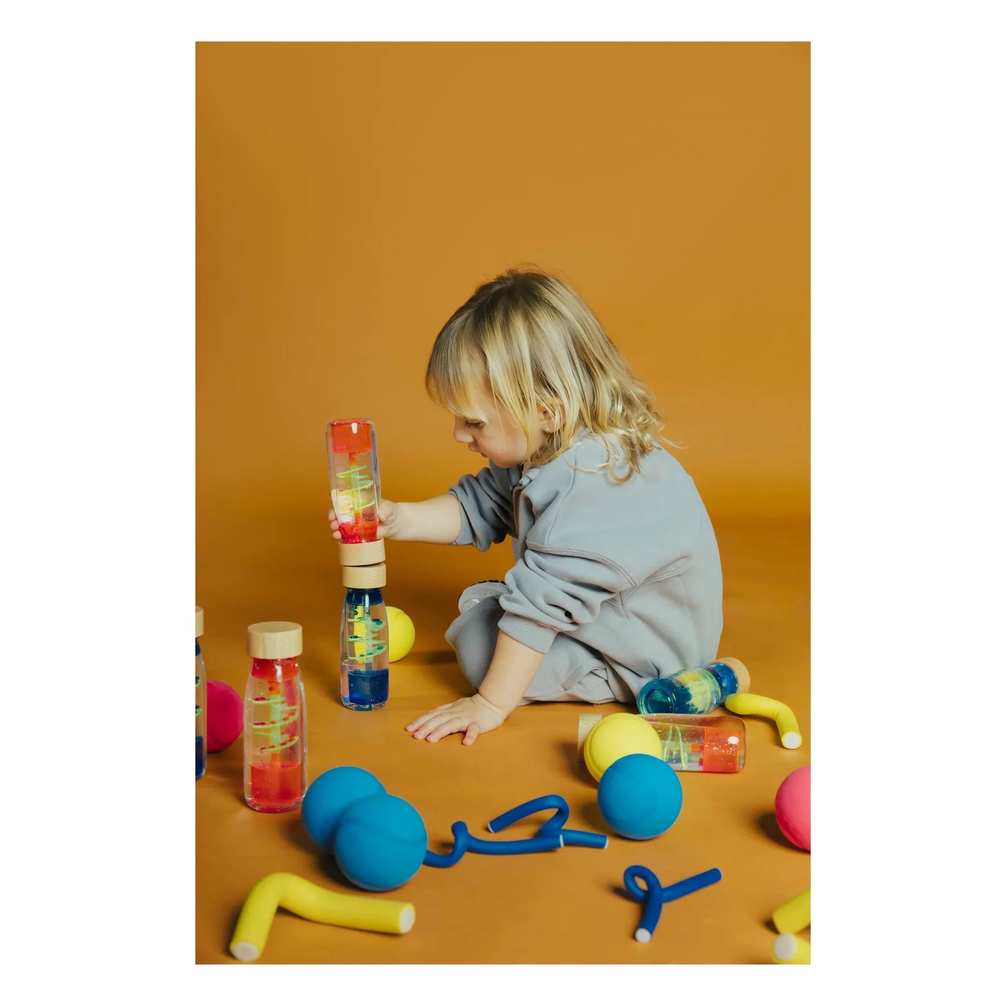 Petit Boum - Botella sensorial espiral | Azul