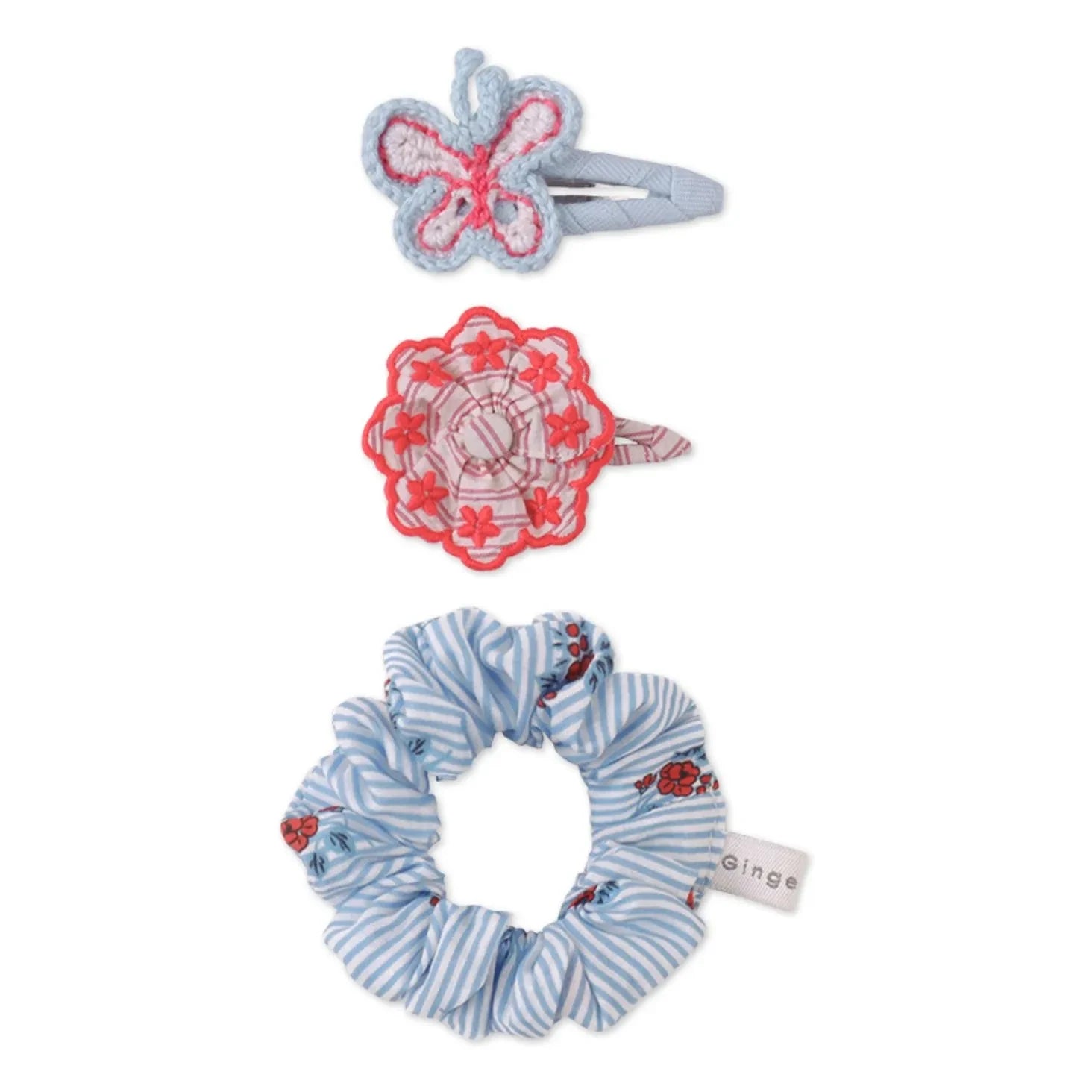 Gingersnaps - Set de pasadores para el cabello y scrunchie Brienne | Azul