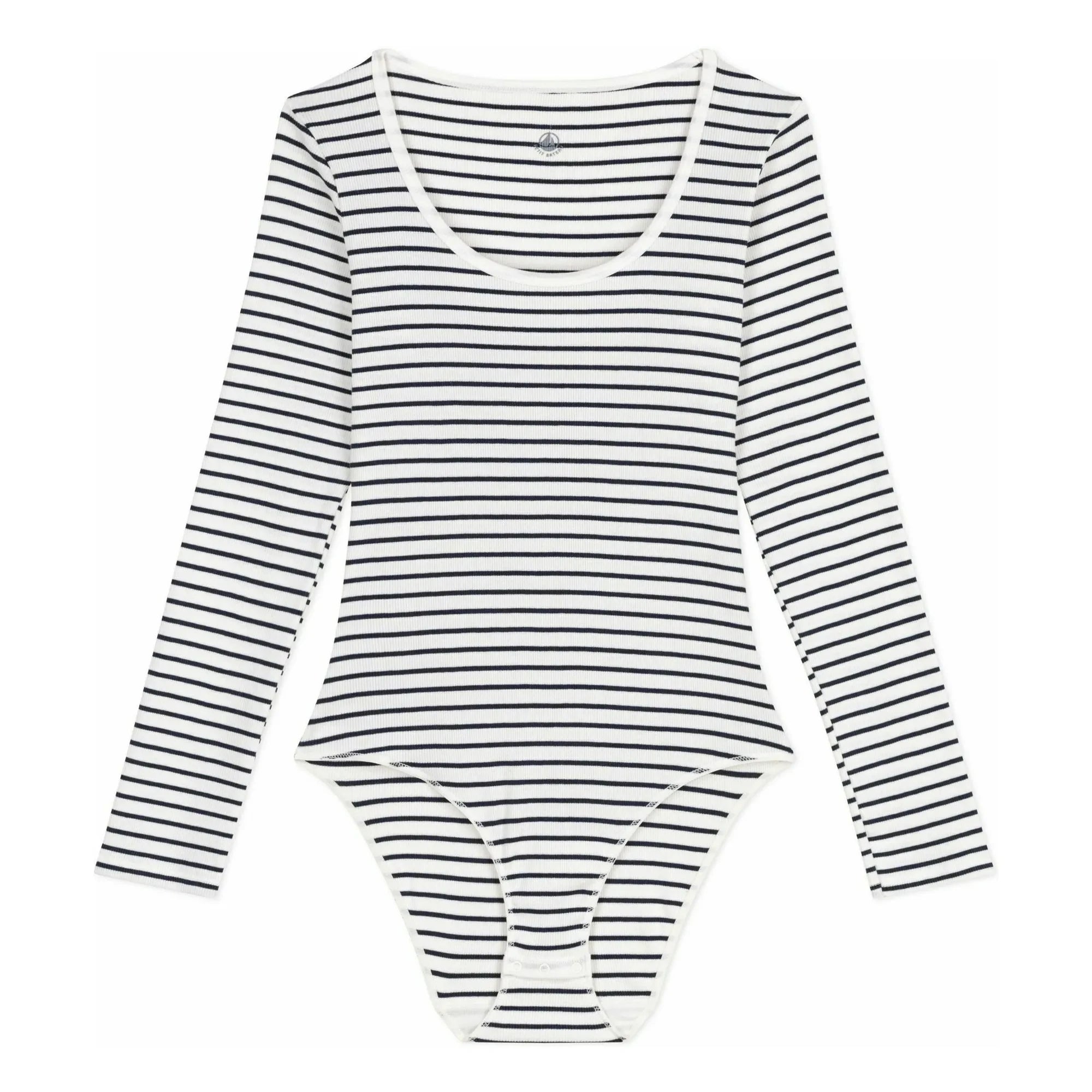 Petit Bateau - Body Acanalado Rayado | Blanco