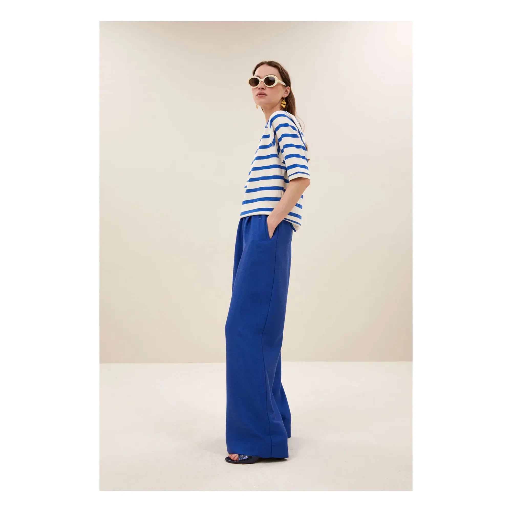 By Bar - Camiseta Neva de algodón orgánico estilo marinero | Azul celeste