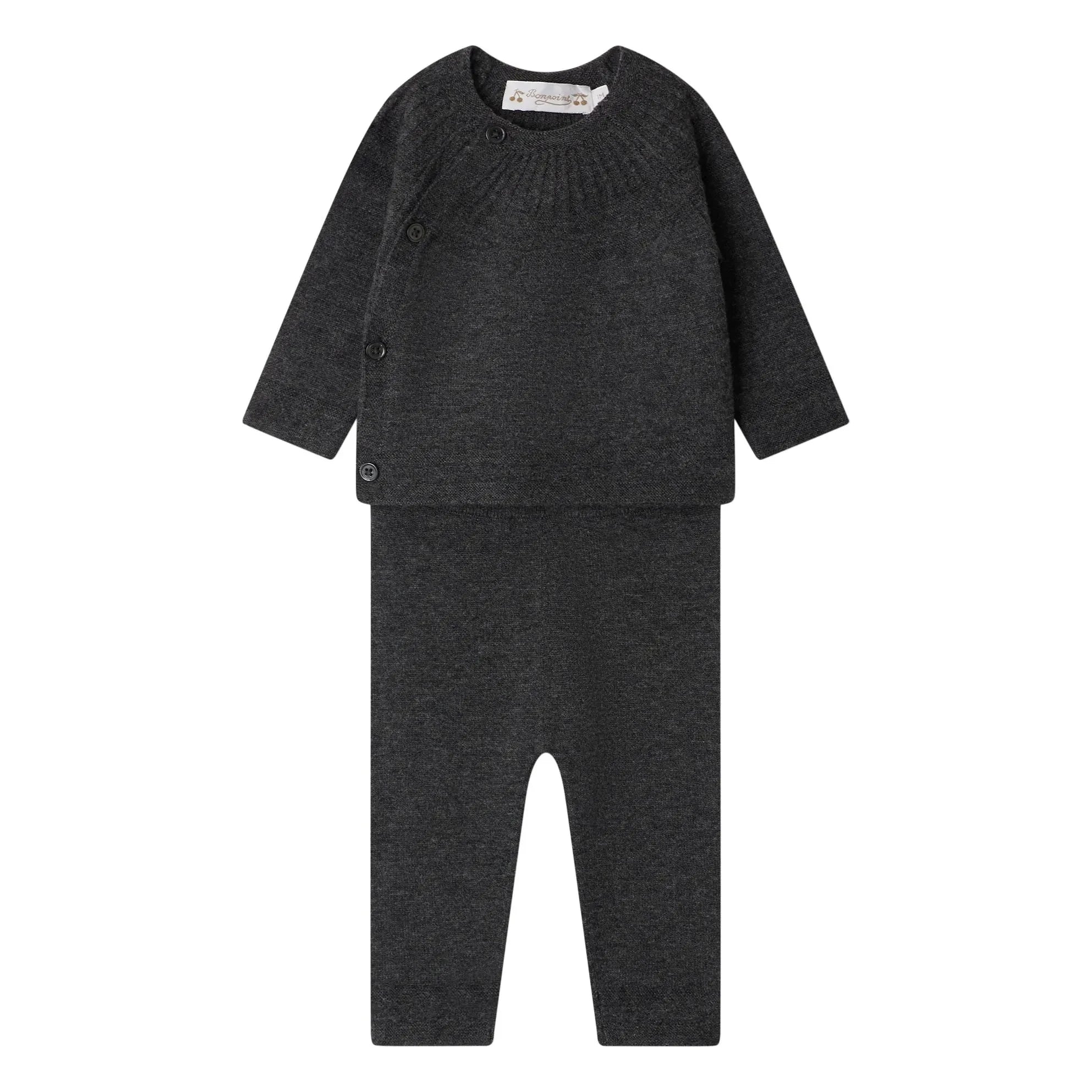 Bonpoint - Conjunto de Blusa Jina Laine y Leggings | Gris carbón