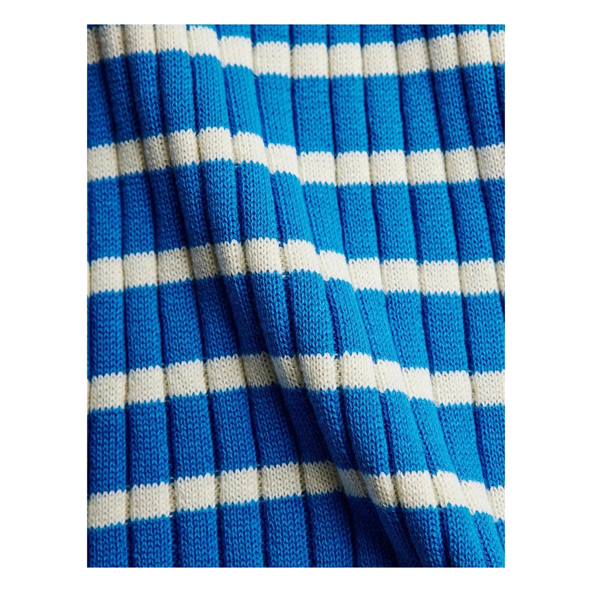 Mini Rodini - Vestido acanalado a rayas de algodón orgánico | Azul