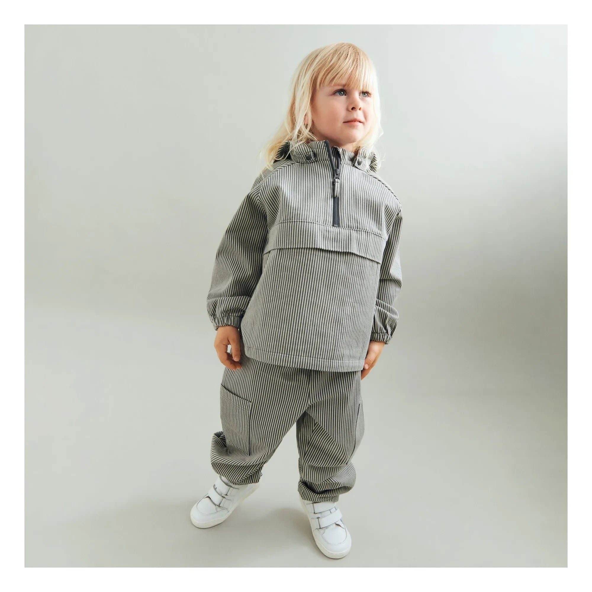 Trigo - Pantalones de Algodón Orgánico a Rayas Kalloa | Gris