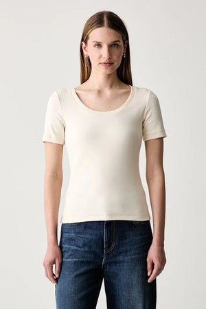 Weekend Max Mara camiseta de mujer básica de algodón y elastano WKDMULTIJ