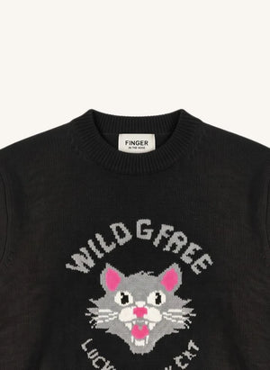 Finger in the nose - Sally Gato Negro Jersey de Merino | Negro