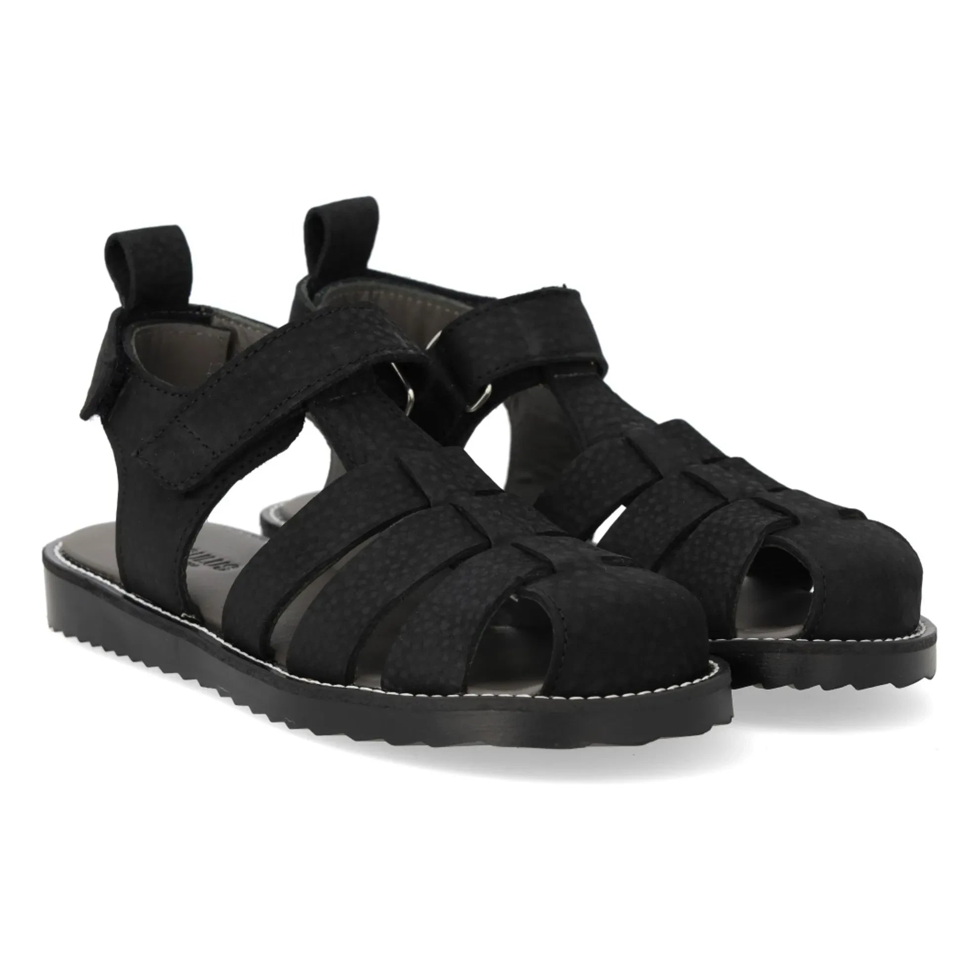 Angulus - Sandalias de nobuk de durazno | Negro