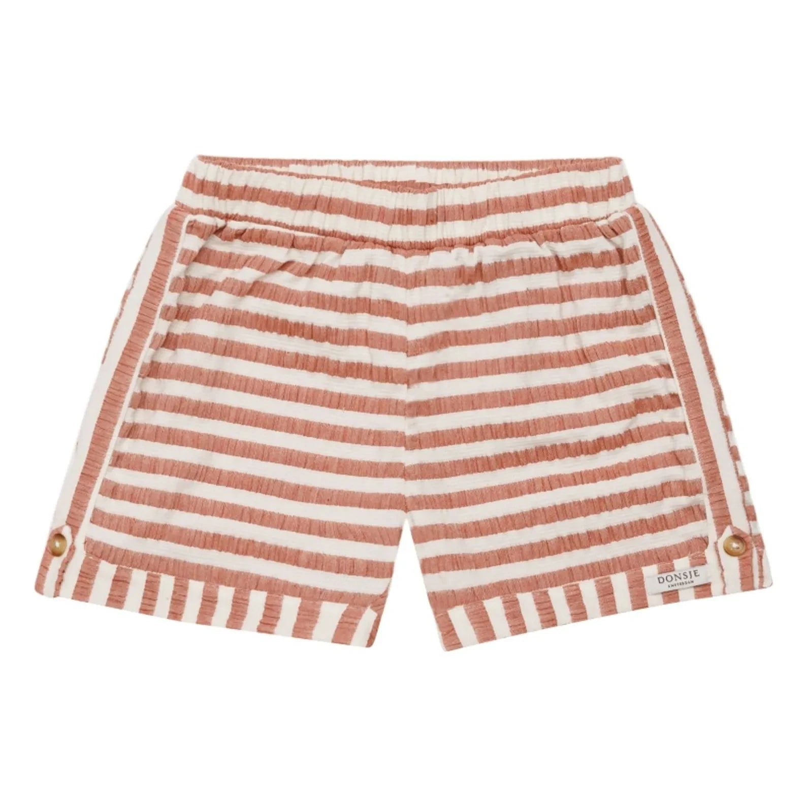 Donsje - Pantalones Cortos de Algodón Orgánico a Rayas Kaatio | Camel