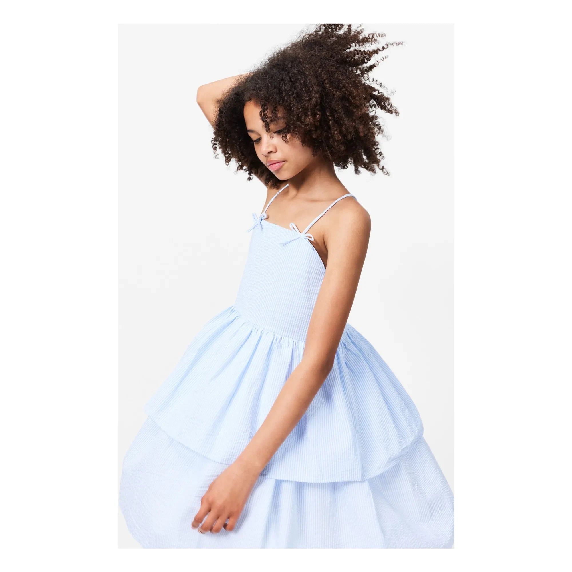 Molo - Vestido de volantes con rayas Chelsea Algodón orgánico | Azul claro